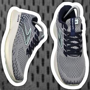 Brooks Levitate 5 Grey Peacoat Blue Womens 8.5 Medium B Running Shoes Sneakers